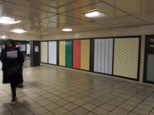 Jacqueline Poncelet, Rewrap, Piccadilly Circus station, 2013. * Note: Only a part of the artworks have been installed due to engineering work at the station; the whole set of artworks will be on view from April 2013.