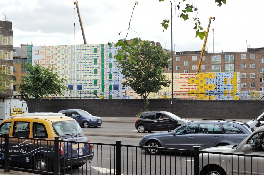 Wrapper by Jacqueline Poncelet, permanent artwork for Edgware Road station. Photograph: Thierry Bal