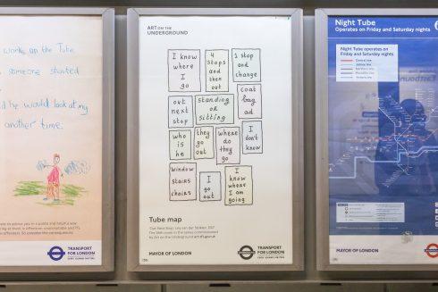 Out Next Stop, Lily van der Stokker, Tube Map Cover, 2017. Photo; Benedict Johnson, 2017