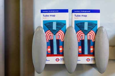 The new tube map cover, an abstract geometric collage by artist Elisabeth Wild.