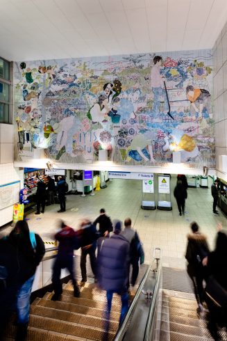 Helen Johnson, 'Things Held Fast', 2021. Brixton Underground station. Commissioned by Art on the Underground. Courtesy the artist and Pilar Corrias, London. Photo: Angus Mill, 2021
