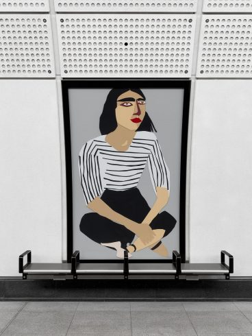 Chantal Joffe, 'A Sunday Afternoon in Whitechapel', 2018. Whitechapel station (Elizabeth line). Commissioned as part of The Crossrail Art Programme. Courtesy of the artist and Victoria Miro Gallery, London. Photo: Prudence Cumming Associates, 2022