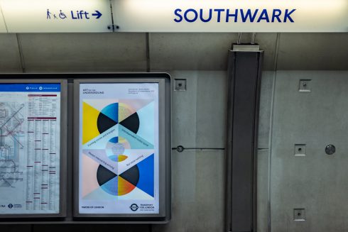 Artwork poster for Barby Asante, 'Declaration of Independence', 2023. Earls Court station. Photo: Benedict Johnson. Poster artwork: InnaVisions